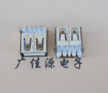 佛山USB母座接口 AF90度沉板1.9引脚4P插件白胶芯直边