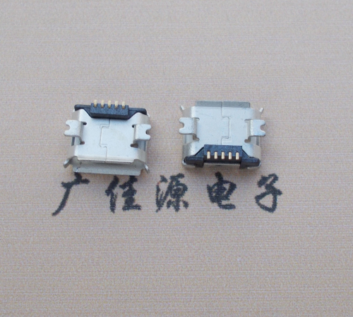 佛山Micro USB 5PIN接口,B型垫高0.9mm鱼叉脚贴片雾锡卷边