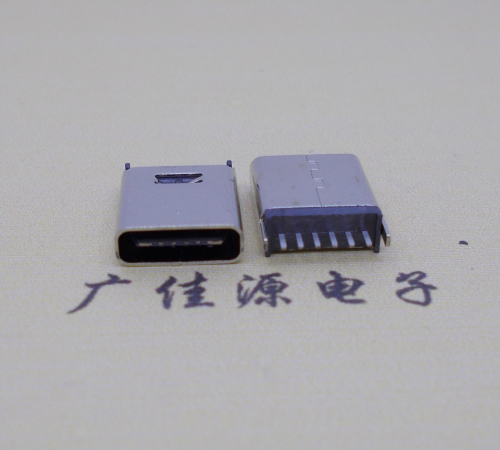 佛山直立式插板Type-C6p母座连接器高H=10.0mm