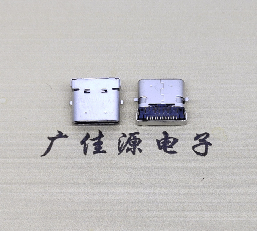 佛山type c24p板上双壳连接器接口 DIP+SMT L=10.0脚长1.6母头